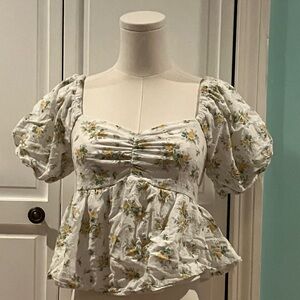 Source Unknown Floral Puff Sleeve Blouse